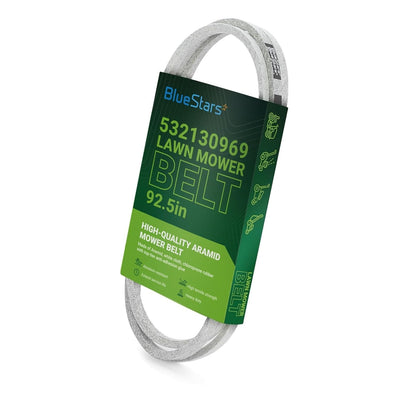 532130969 lawn mower deck drive belt in branded packaging, 1/2 inch by 92.5 inch replacement part.
