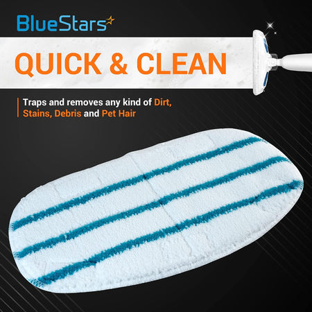 Single replacement steam mop pad for PurSteam ThermaPro 10-in-1 mop with blue striped microfiber texture.