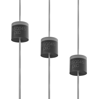 Three 15SQ045 Schottky barrier rectifier blocking diodes with axial leads.