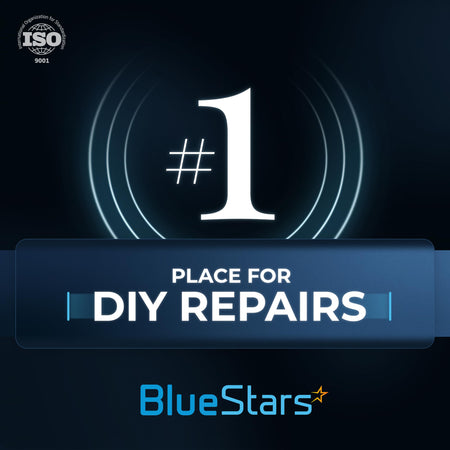 BlueStars #1 place for DIY repairs graphic for dishwasher drain pump replacement parts.