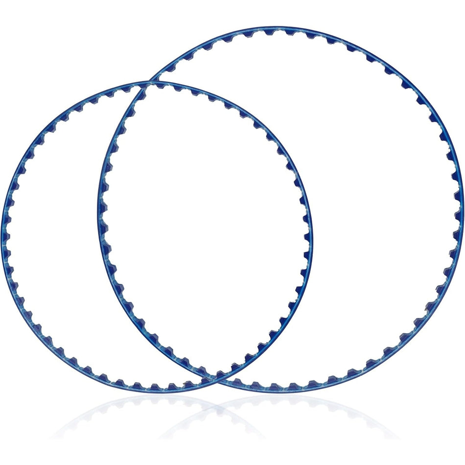 Small and large blue replacement belts for Polaris 360 and 380 pool cleaners.