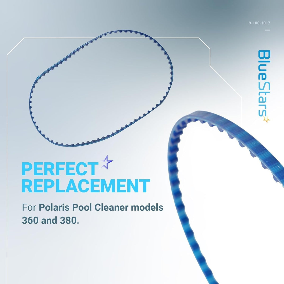 Blue replacement drive belts for Polaris 360 and 380 pool cleaners.