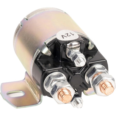 12V 4-terminal starter solenoid for Yamaha gas golf carts with mounting bracket.