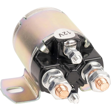 12V 4-terminal starter solenoid for Yamaha gas golf carts with mounting bracket.