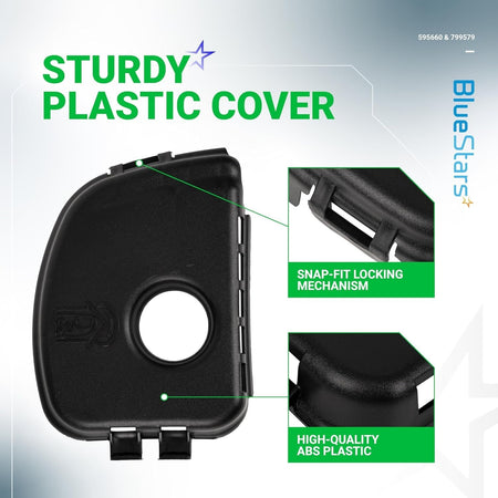 595660 air cleaner cover for B&S engines showing snap-fit locking mechanism and durable ABS plastic construction.