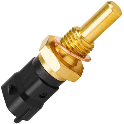 213-4777 engine coolant temperature sensor with brass threaded housing and black plastic electrical connector.