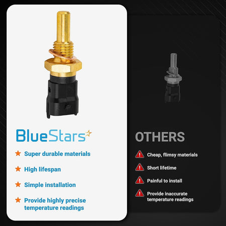 Comparison chart of 213-4777 engine coolant temperature sensor showing durable construction versus inferior alternatives.