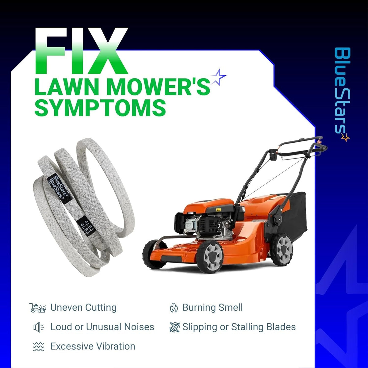 137153 mower drive belt replacement for Craftsman and Husqvarna lawn mowers with symptom troubleshooting guide.