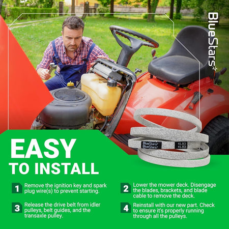 Instructional graphic showing 137153 mower drive belt installation steps on a Craftsman Husqvarna lawn mower.