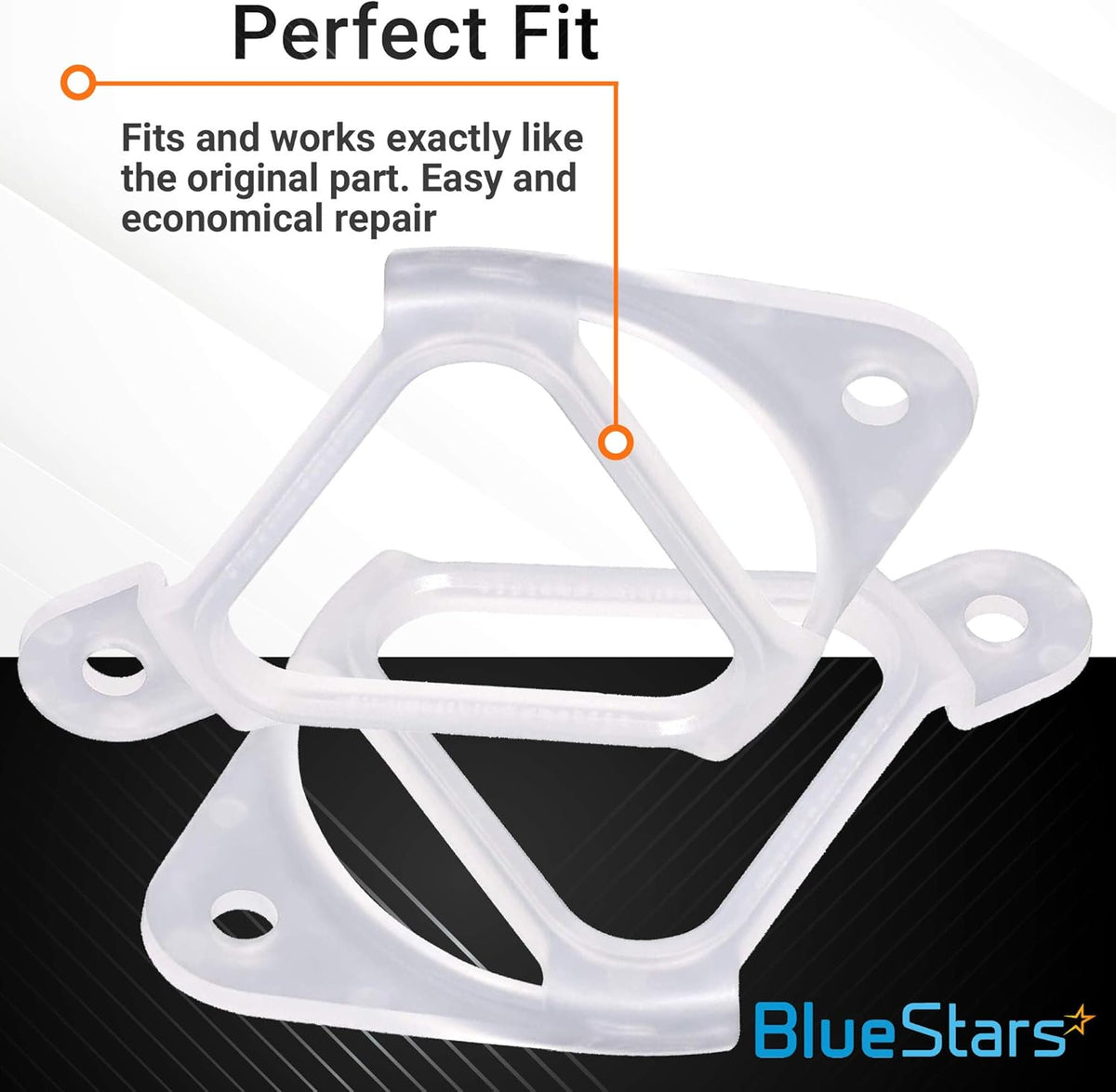 Two white plastic WH16X513 washer drain hose clips for GE and Hotpoint washing machines.