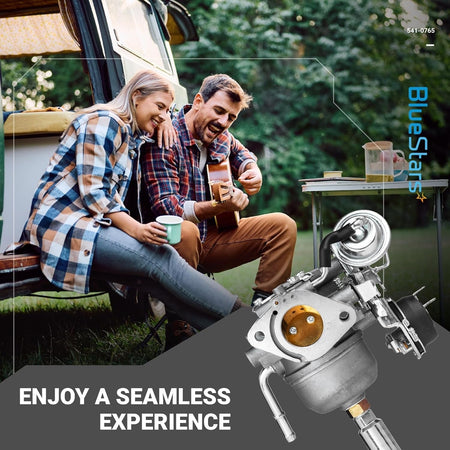 541-0765 carburetor replacement part shown in a lifestyle marketing graphic.