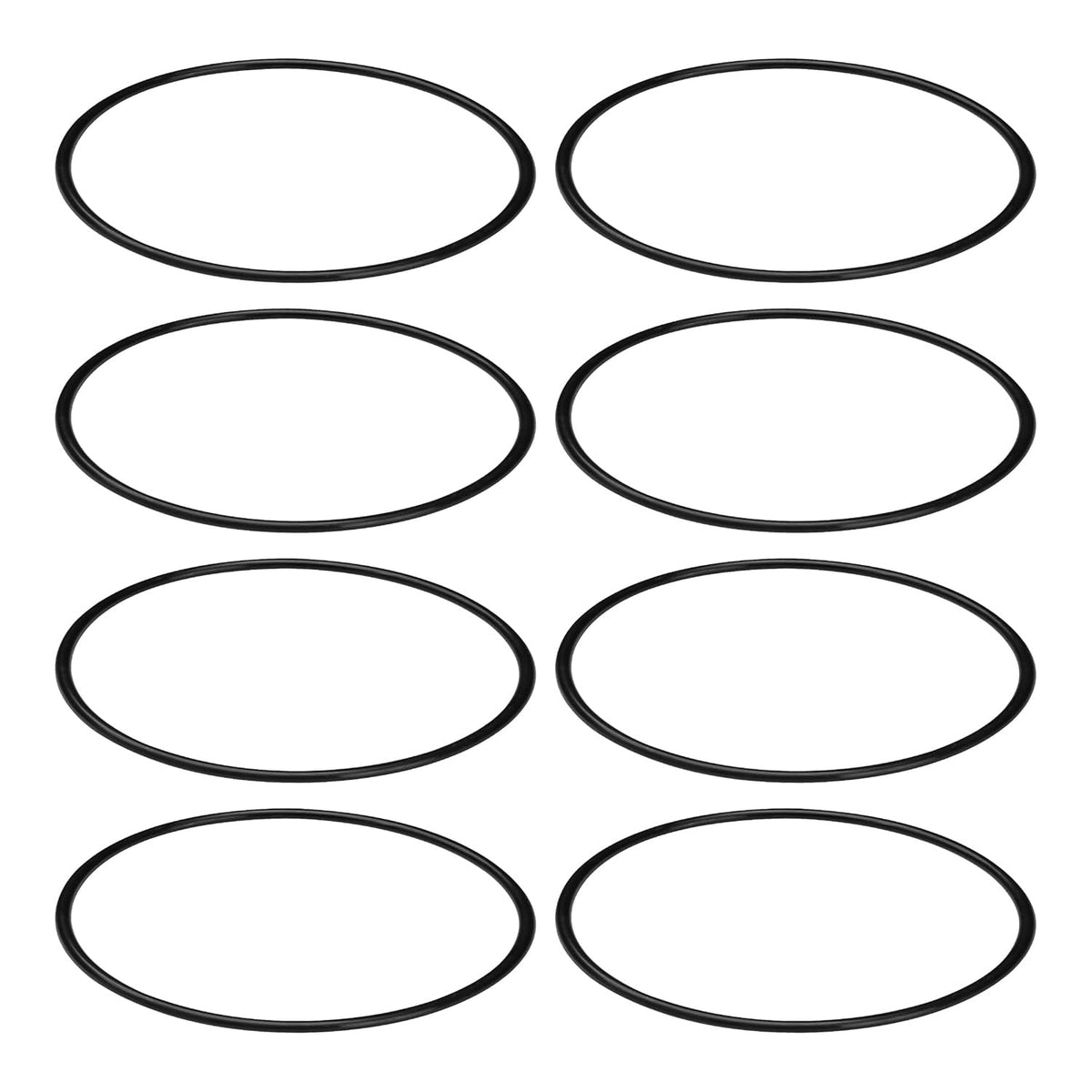 Set of eight heavy-duty rubber CLX200K O-rings arranged in two columns.