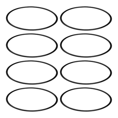 Set of eight heavy-duty rubber CLX200K O-rings arranged in two columns.