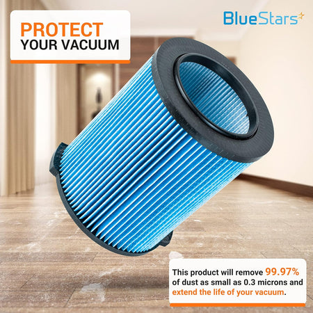 Single VF5000 3-layer replacement filter for Ridgid shop vacs shown against a room background.