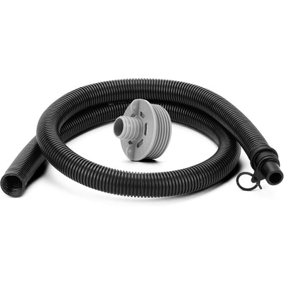 Black corrugated P6931 air inflation hose with a grey threaded adapter nozzle.