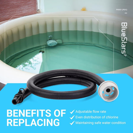 P6931 black corrugated air inflation hose pipe for inflatable hot tub spa.