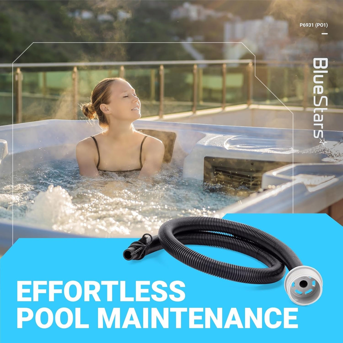 P6931 black corrugated air inflation hose pipe for hot tub maintenance.