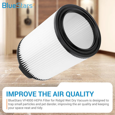 Single VF4000 replacement pleated vacuum filter for RIDGID wet dry vacuums.