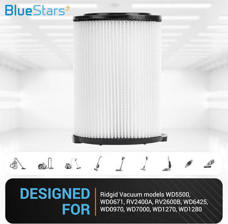 Single VF4000 replacement pleated vacuum filter for RIDGID wet dry vacuums.