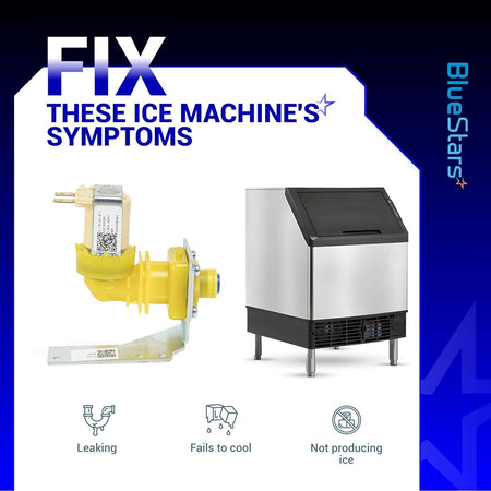 Water inlet valve replacement for Manitowoc ice machines shown with symptoms of leaking or not producing ice.