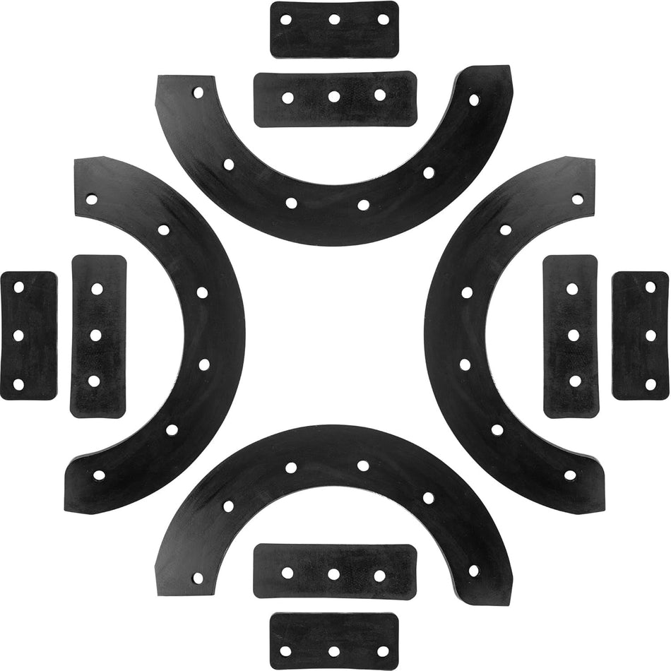 Set of four curved and four rectangular rubber snow thrower paddles for 302565MA replacement.