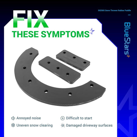 Replacement rubber paddle set for snow thrower 302565MA including curved and straight blades.