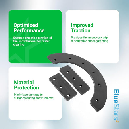 Snow thrower rubber paddle 302565MA replacement kit with curved blade and mounting plates for improved traction.