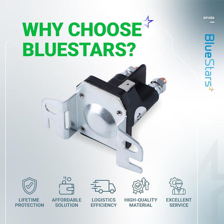 691656 lawn mower starter solenoid replacement part with mounting bracket shown in promotional graphic.