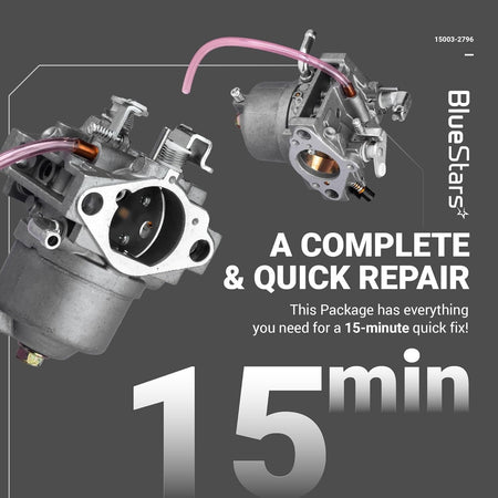 Two views of the 15003-2796 carburetor assembly for quick engine repair.