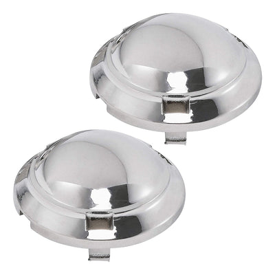 Two chrome DC66-00777A washer pulsator caps for Samsung washing machines.