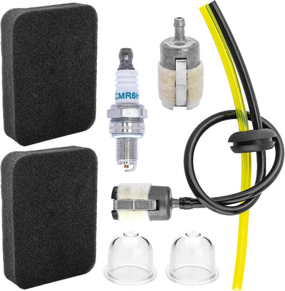 502844401 tune-up kit with air filters, spark plug, fuel filters, primer bulbs, and fuel lines for leaf blowers.