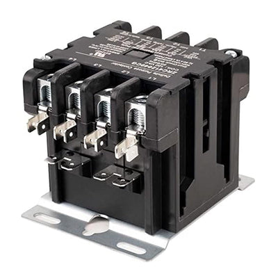 4-pole 40 amp definite purpose contactor with 120 VAC coil and metal mounting base.