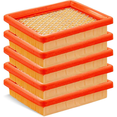 Stack of five rectangular orange air filters for MTD, Cub Cadet, and Troy-Bilt lawn mower engines.