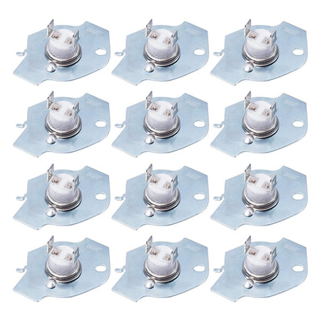 Set of 12 dryer thermal fuses compatible with Whirlpool, Maytag, Roper, Kenmore, and KitchenAid dryers.