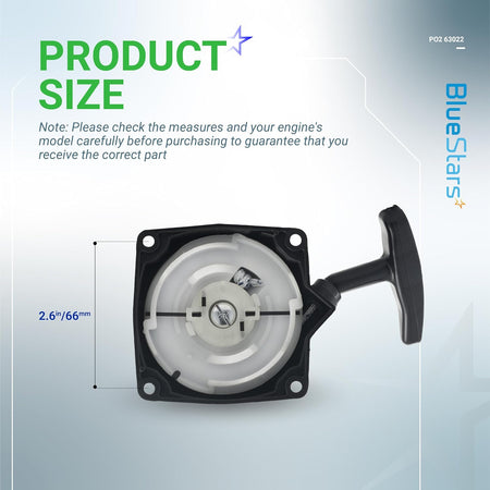 63022 recoil starter pull start for 52cc earth auger showing 2.6 inch measurement diagram.