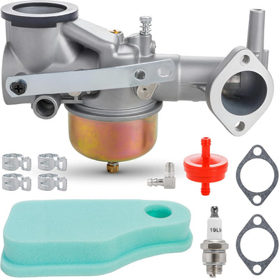 491590 carburetor replacement kit with air filter, fuel filter, spark plug, gaskets, and hose clamps for B&S engines.