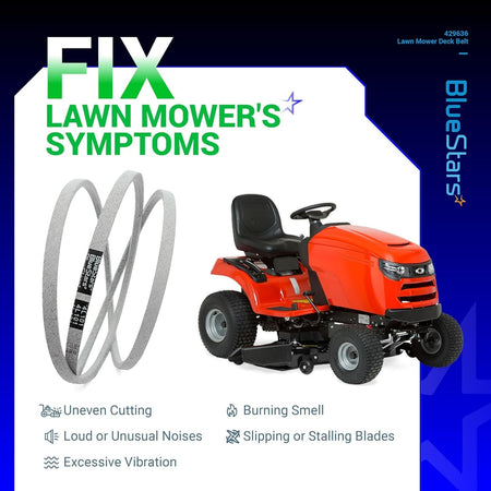 Replacement lawn mower drive deck belt for 42-inch Craftsman and Husqvarna decks with troubleshooting guide.