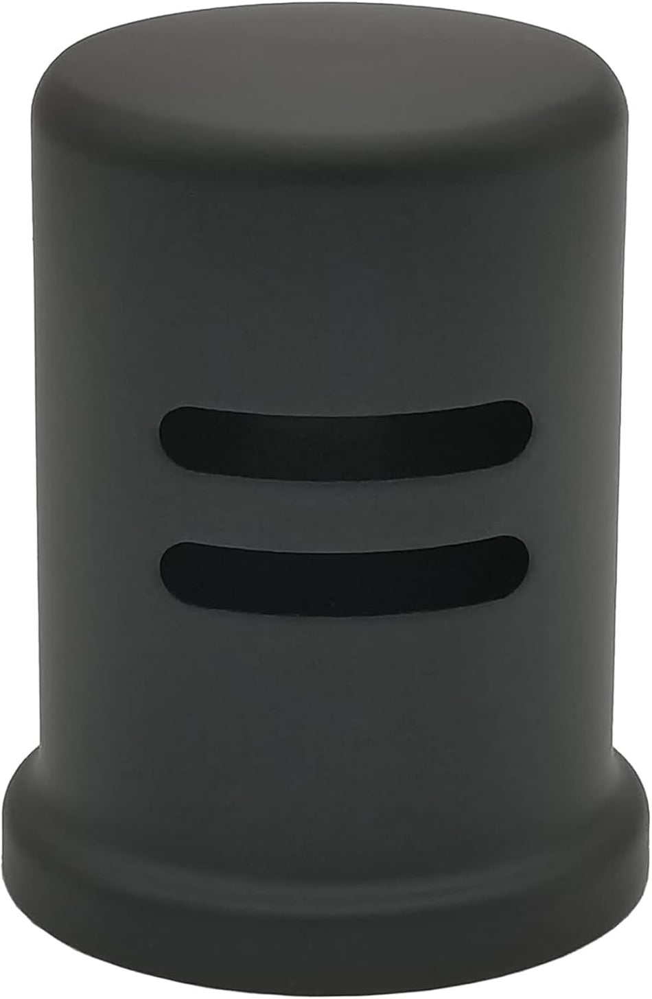 Matte black skirted dishwasher air gap cover, 2.47-inch height, front view.