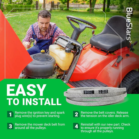 M154621 mower belt installation guide for John Deere lawn tractors and zero-turn mowers.