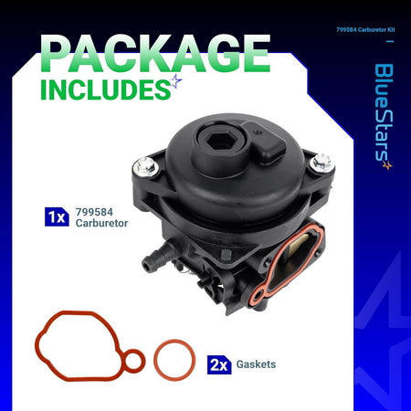 799584 lawn mower carburetor kit with two gaskets for 140CC engines.