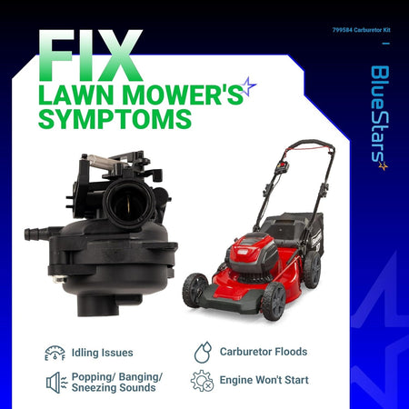 799584 592361 replacement carburetor for lawn mower engines showing common engine repair symptoms and solutions.