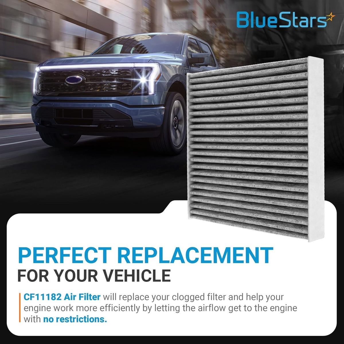CF11182 CP182 activated carbon cabin air filter replacement for vehicle engine airflow.