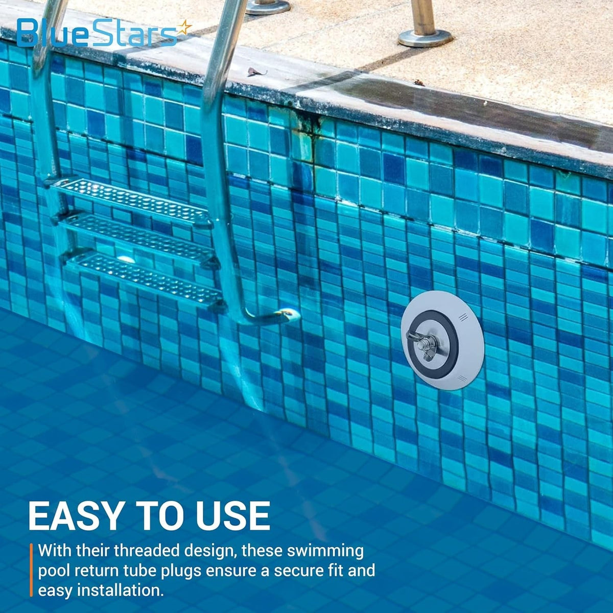 Pool winterizing plug installed in a swimming pool return line for winterization.