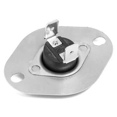 20162904 furnace primary limit switch with metal mounting flange and two electrical terminals.