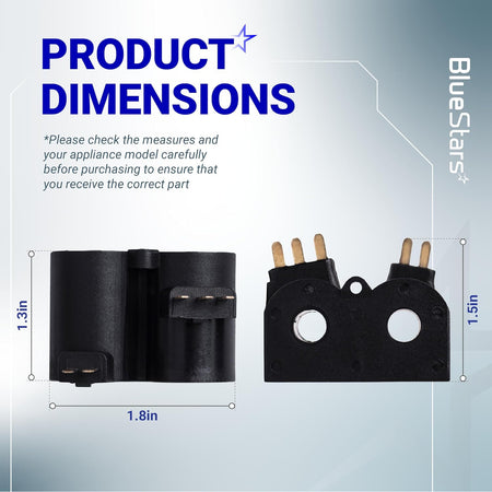 W10328463 Dryer Coil Valve Replacement shown in product dimensions diagram with 1.31in, 1.8in, and 1.5in measurements
