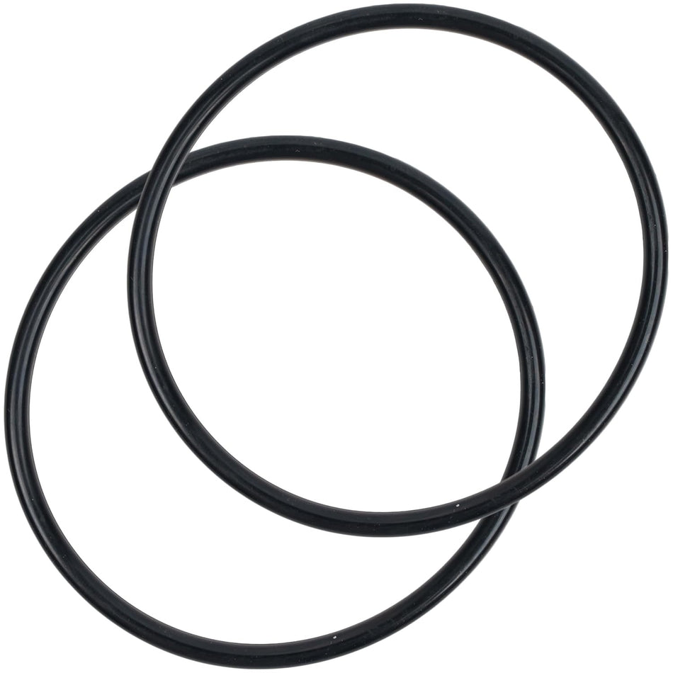 Two black R172009 replacement O-rings for Pentair Rainbow automatic pool and spa chlorine feeders.