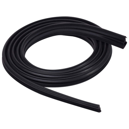 Black rubber dishwasher door seal gasket coiled for Whirlpool, Maytag, and Kenmore appliances.