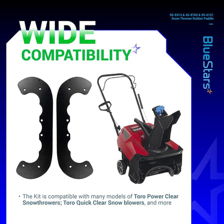 Replacement rubber paddles and scraper blade kit for Toro Power Clear snow throwers.