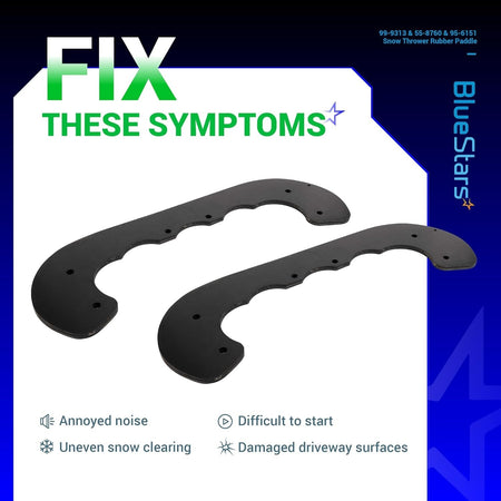 Two black rubber snow thrower paddles for part numbers 99-9313, 55-8760, and 95-6151.