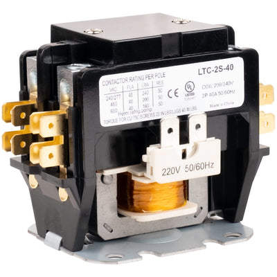 40 Amp 2-pole contactor with 240 VAC coil for HVAC and refrigeration systems.
